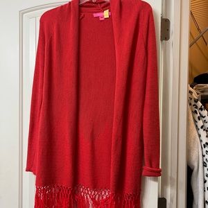 Lily Pulitzer XS Ruby Red Metallic Tatum Sweater! Great Condition!
